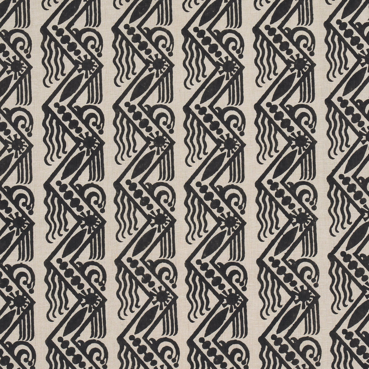 VENETIAN ZIG ZAG BLOCK PRINT | Black On Natural