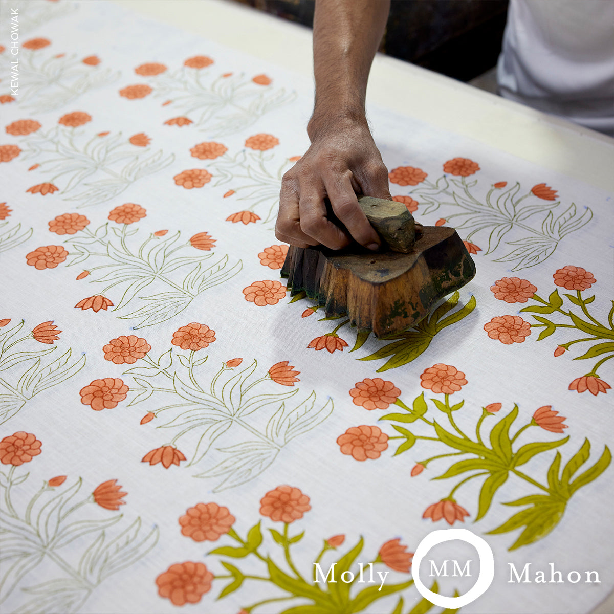 MUGHAL HAND BLOCK PRINT | Peach Sap Green