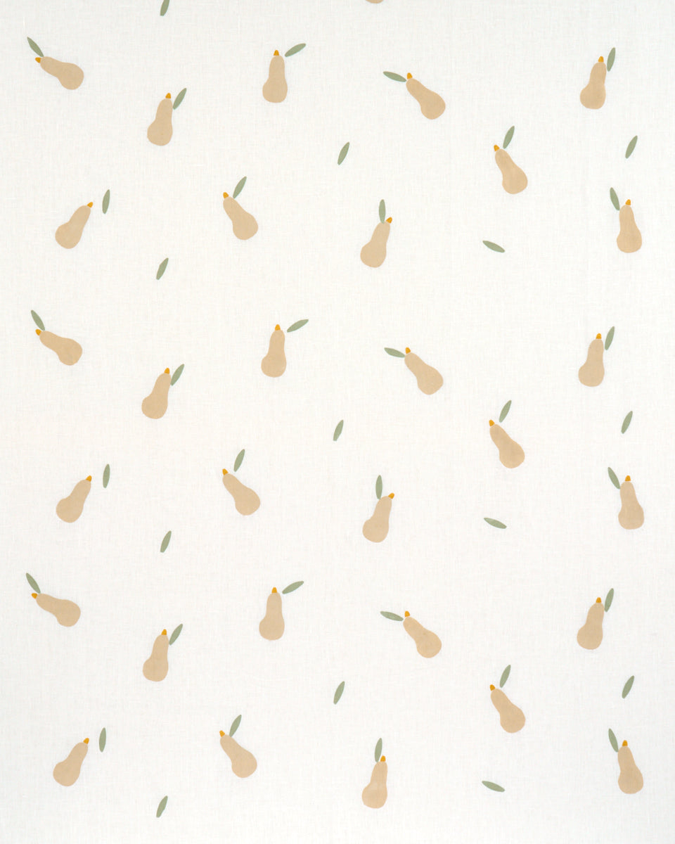 PEARS HAND BLOCK PRINT | BUFF AND SAGE ON WHITE
