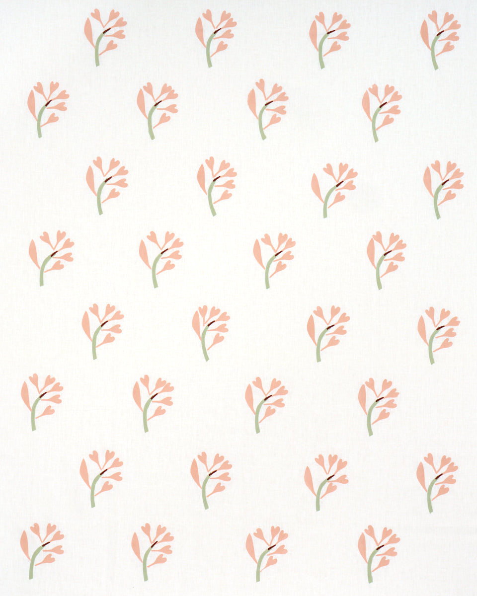 GINKGO HAND BLOCK PRINT | PINK AND SAGE ON WHITE