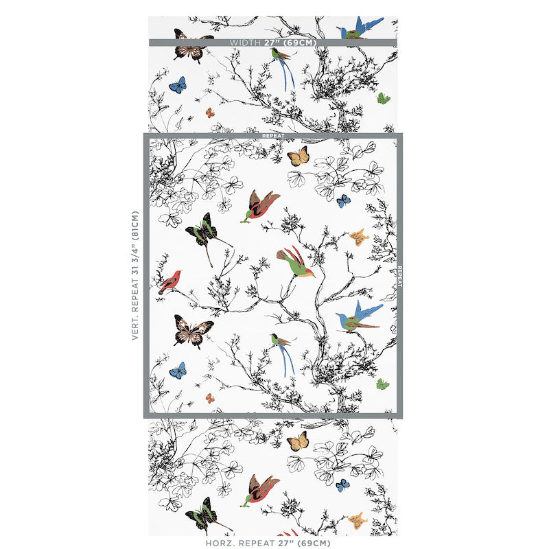 BIRDS & BUTTERFLIES | MULTI ON WHITE