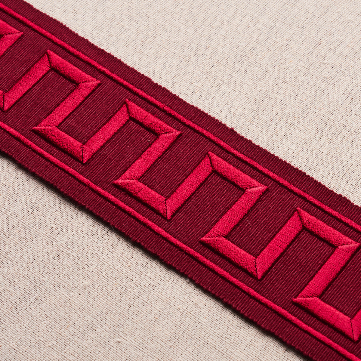 GREEK KEY EMBROIDERED TAPE | BURGUNDY