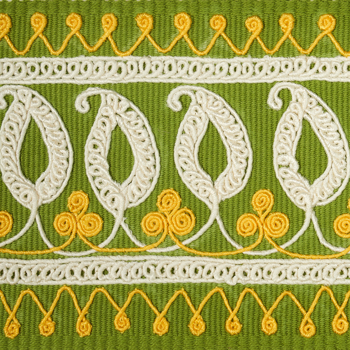 PAISLEY EMBROIDERED TAPE | GREEN & YELLOW