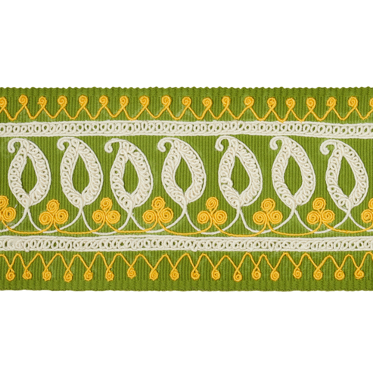 NASTRO RICAMATO PAISLEY | VERDE GIALLO