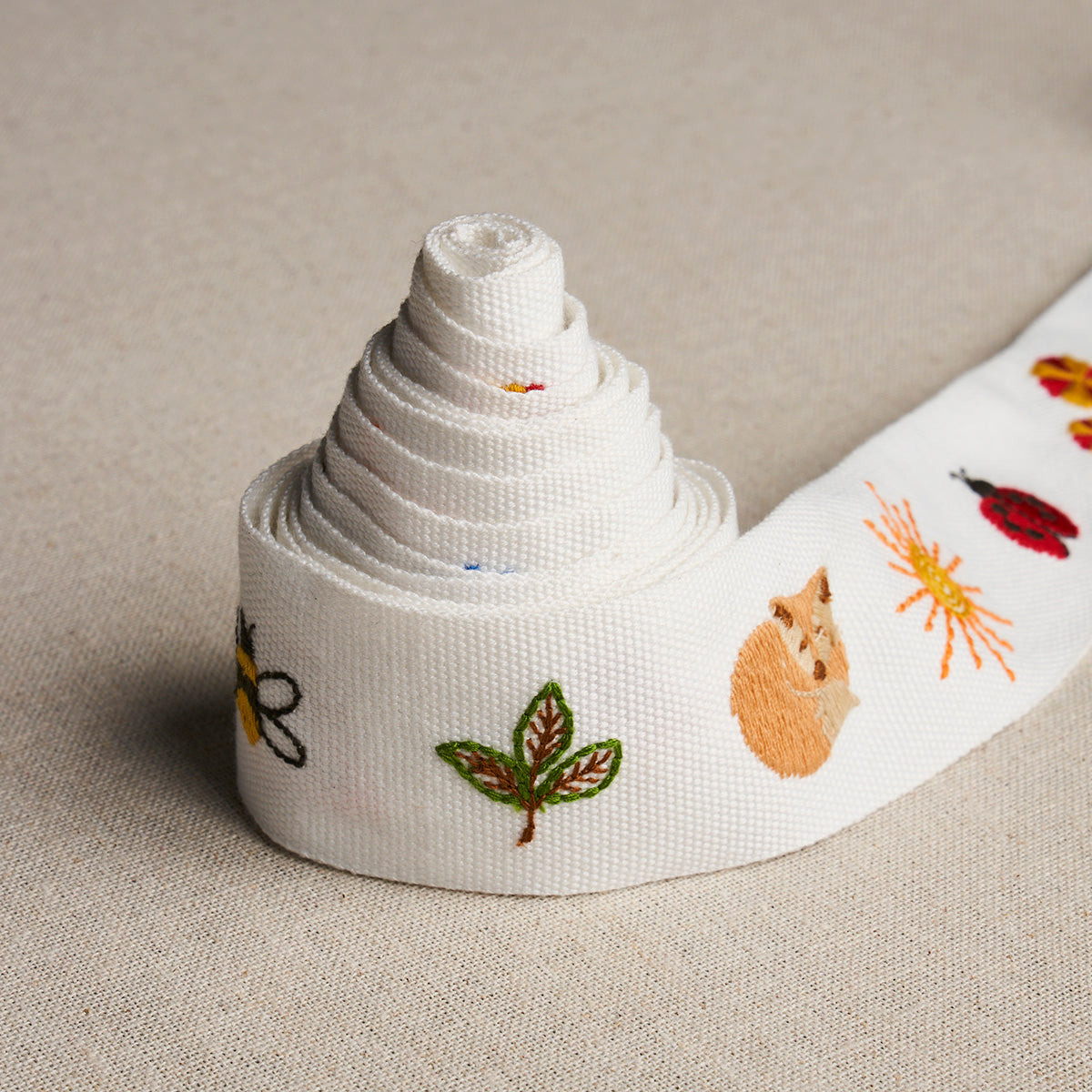 Tiny Things Embroidered Tape | MULTI ON IVORY