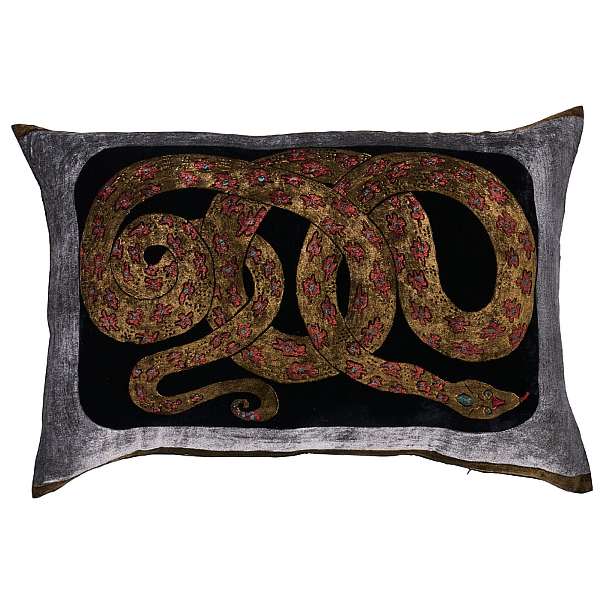 Gilded Serpiente Velvet Pillow | Black