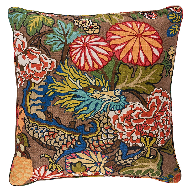 Chiang Mai Dragon Pillow | Mocha