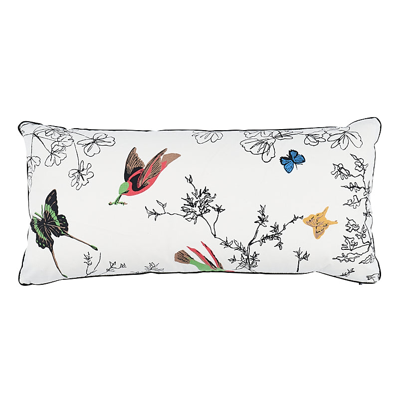 Birds & Butterflies Pillow | Multi on White