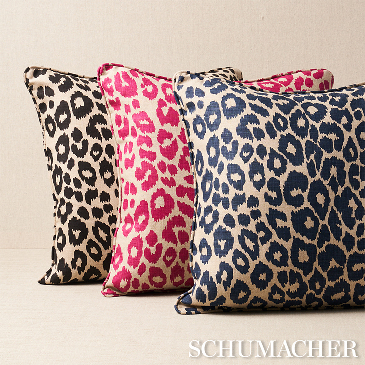 Iconico cuscino leopardato | Fucsia/Naturale