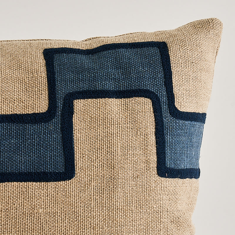 Dixon Embroidered Print Pillow | Blue