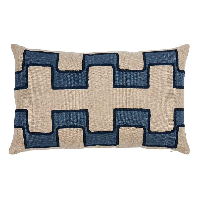 Dixon Embroidered Print Pillow | Blue