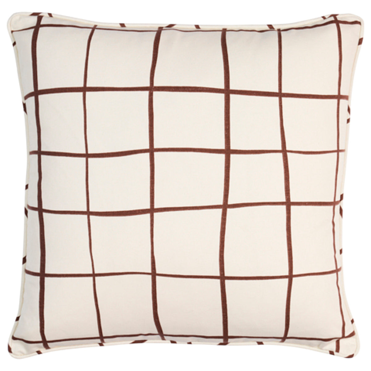 Painterly Windowpane Pillow | Brown
