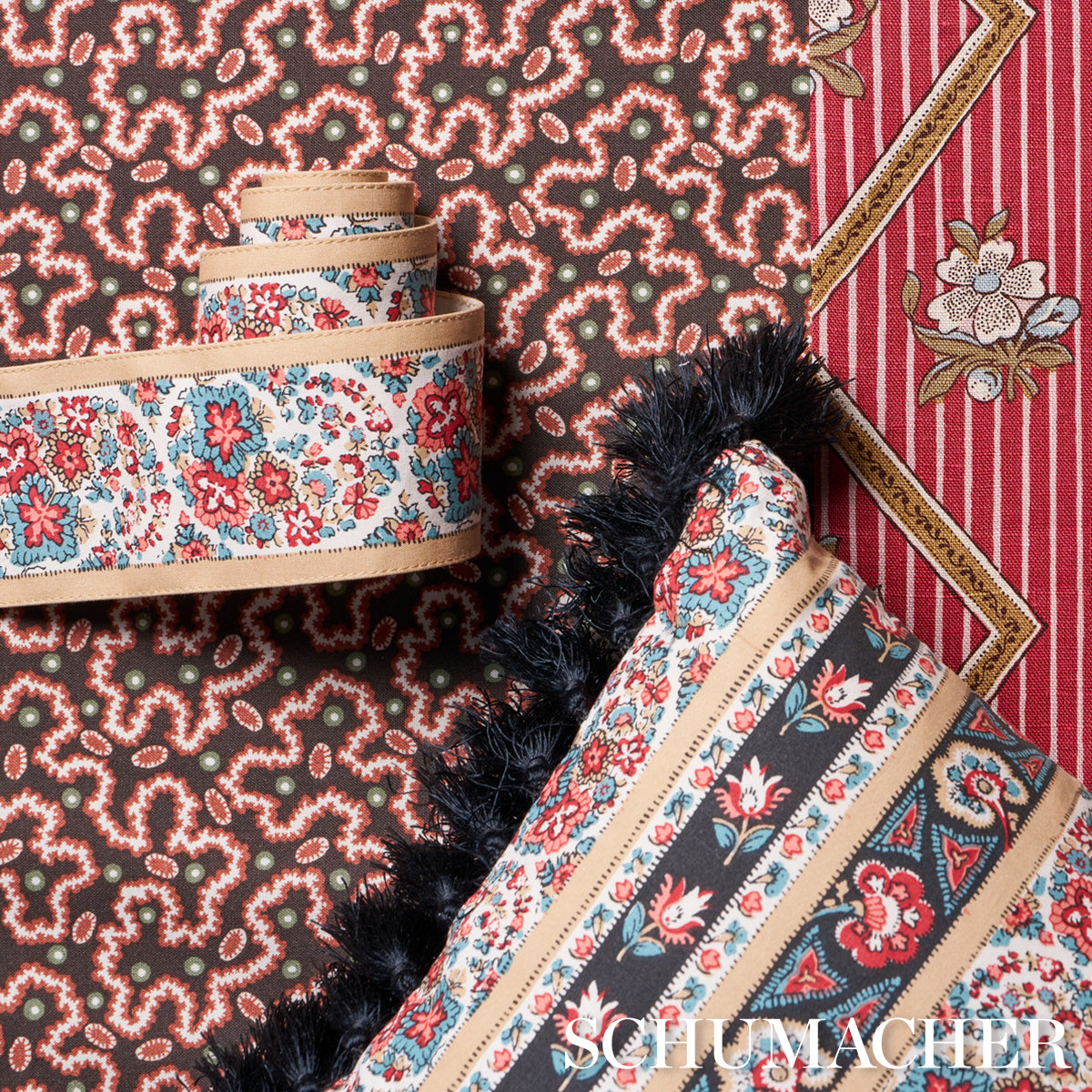 Cuscino Ines Paisley | Rouge &amp; Noir