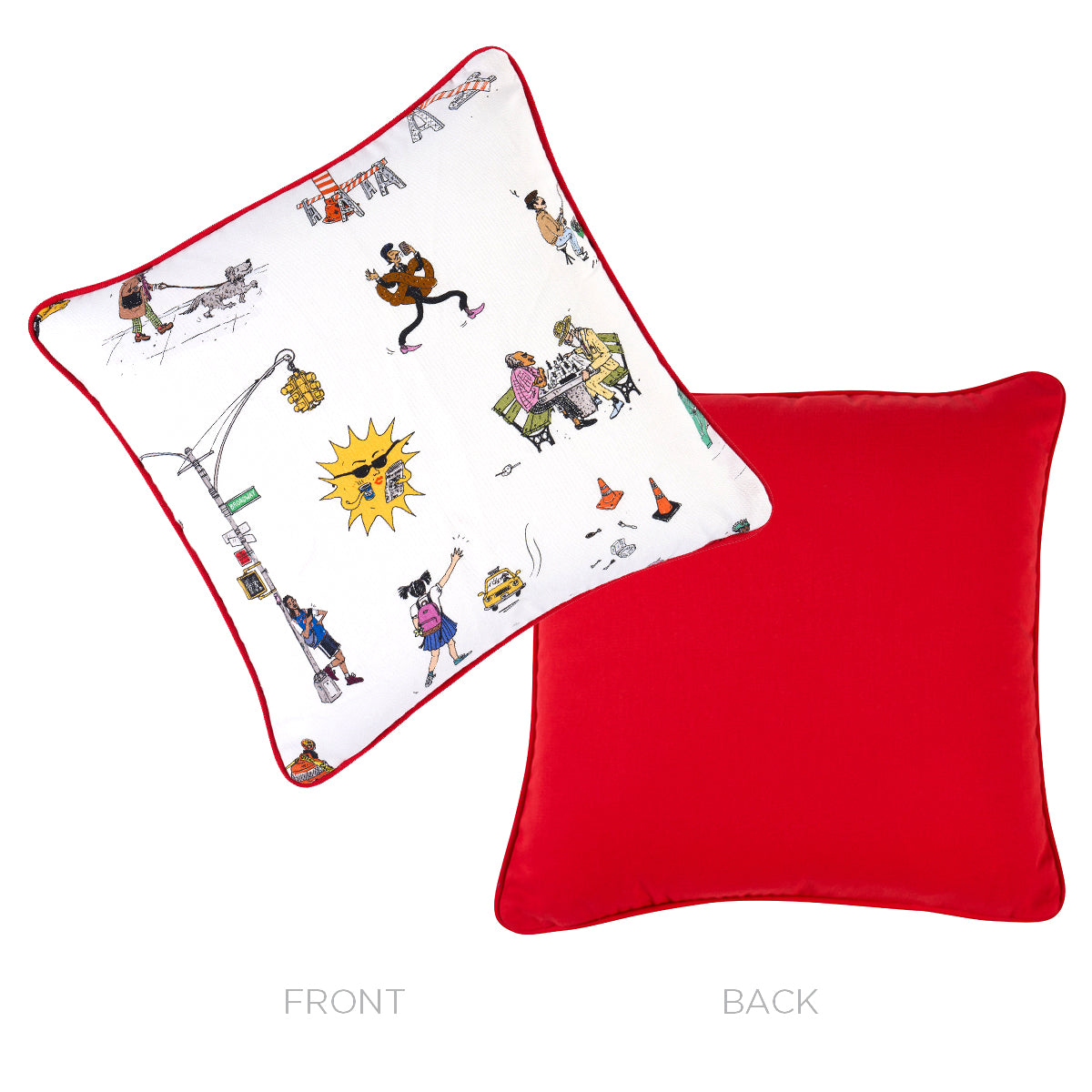 Street Scenes Pillow | Multicolor on White