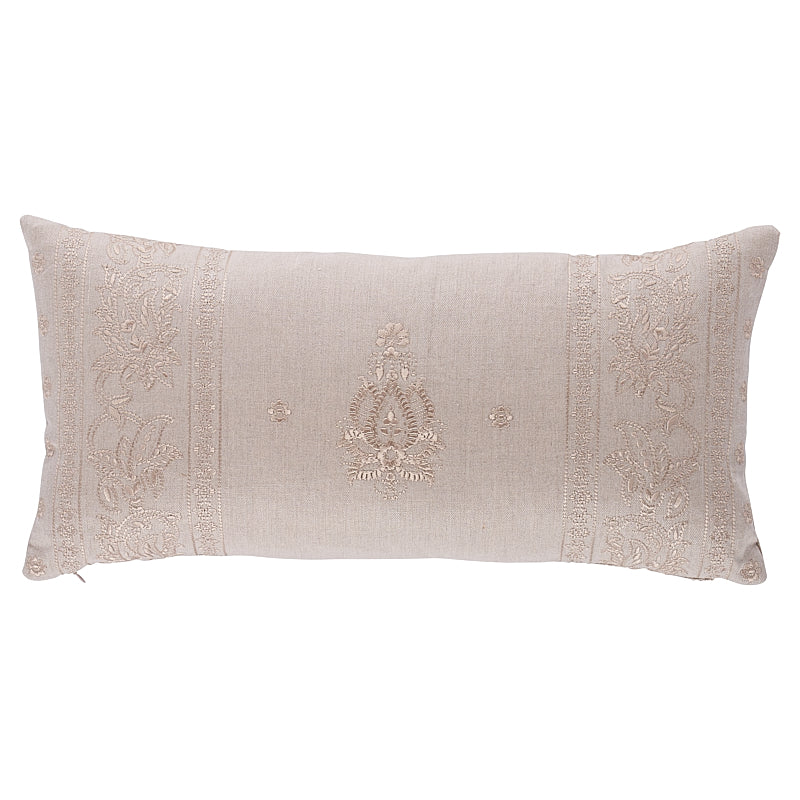 Jaipur Linen Embroidery Pillow | Flax