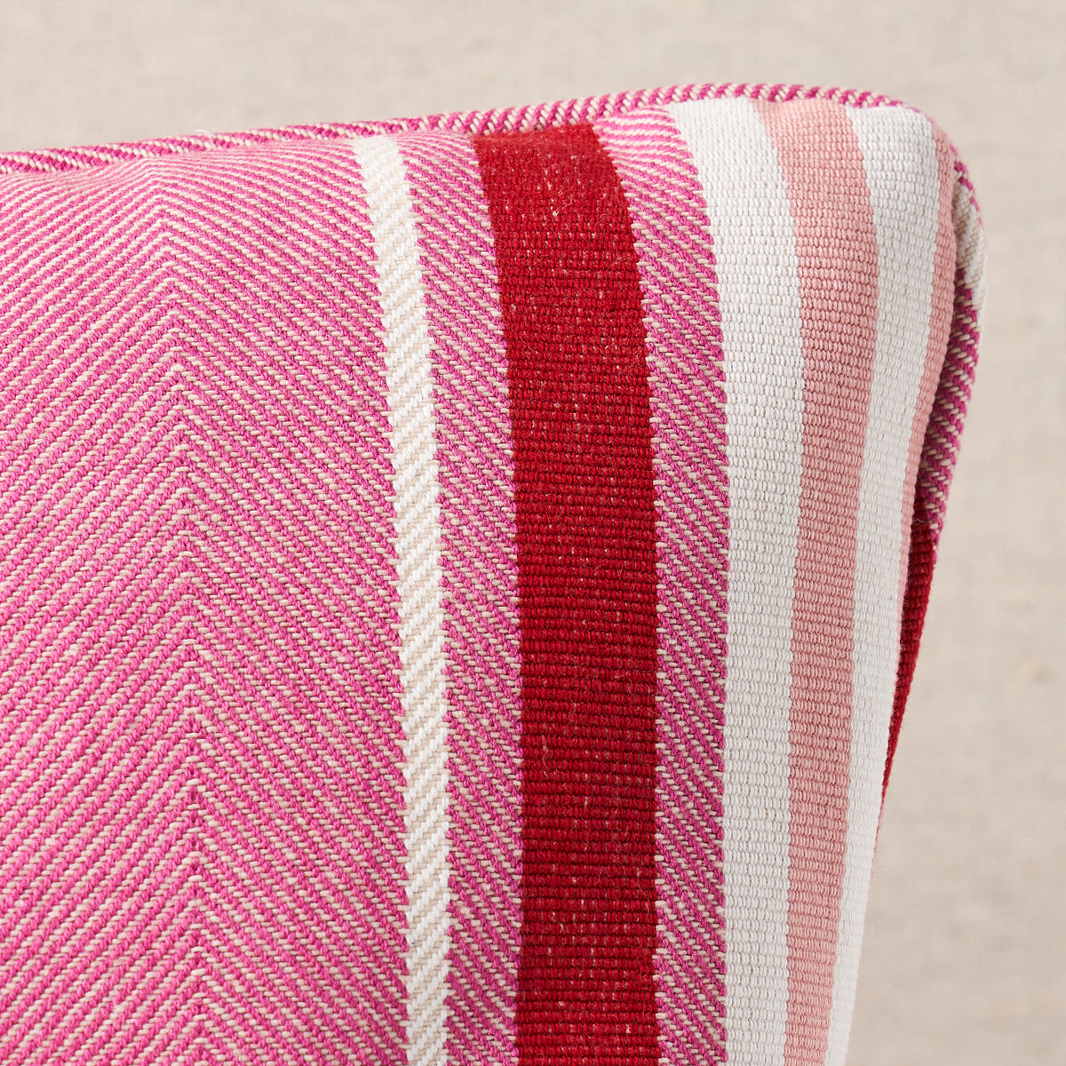 Minzer Cotton Stripe Pillow | Pink