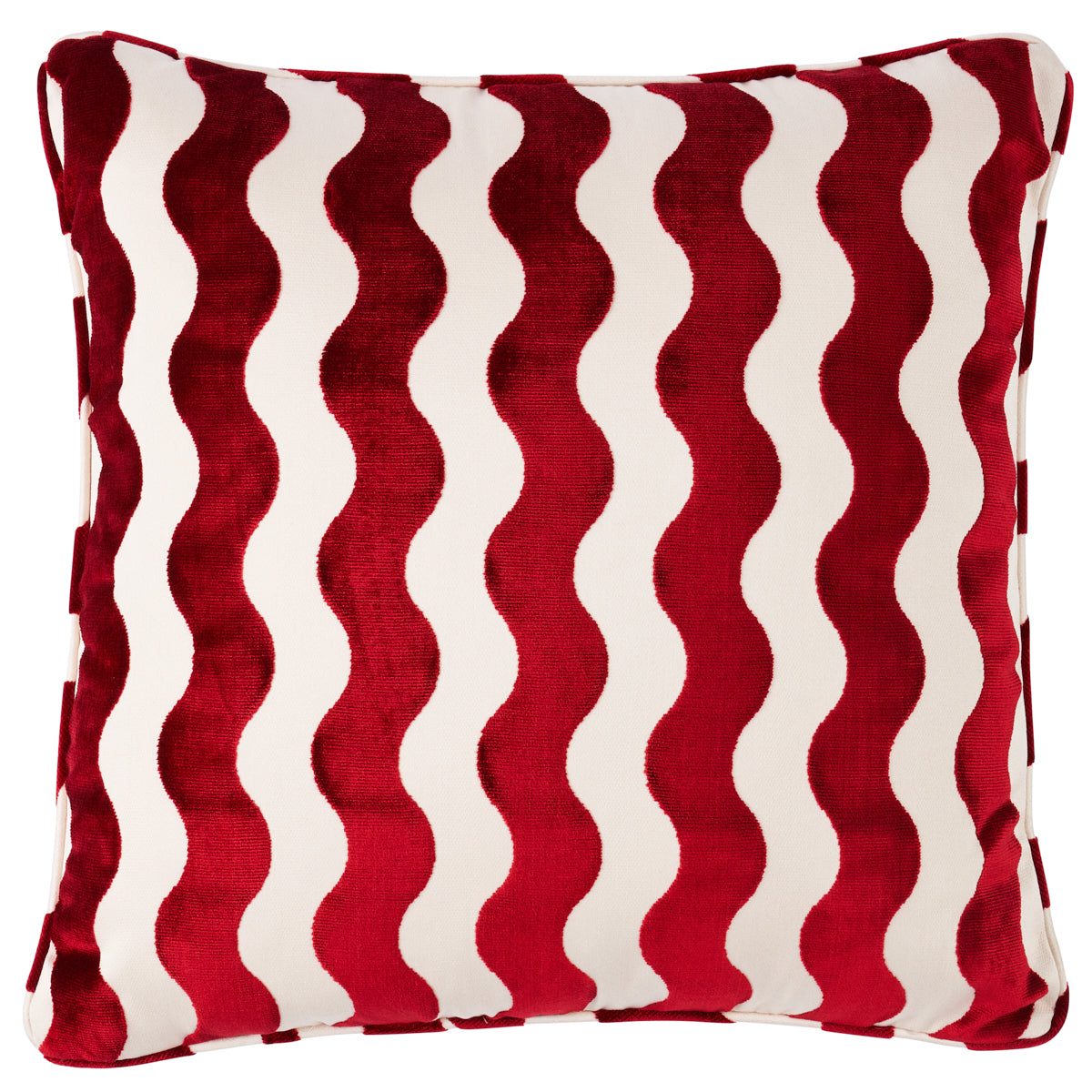 Il cuscino in velluto Wave | Rosso