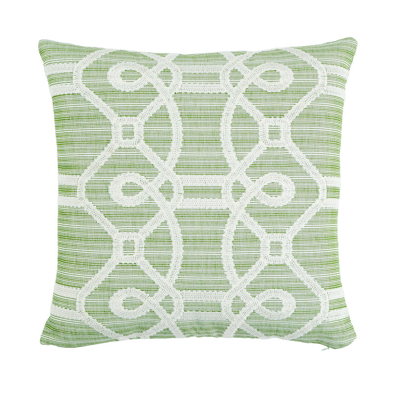 Ziz Embroidery Pillow | Green & White
