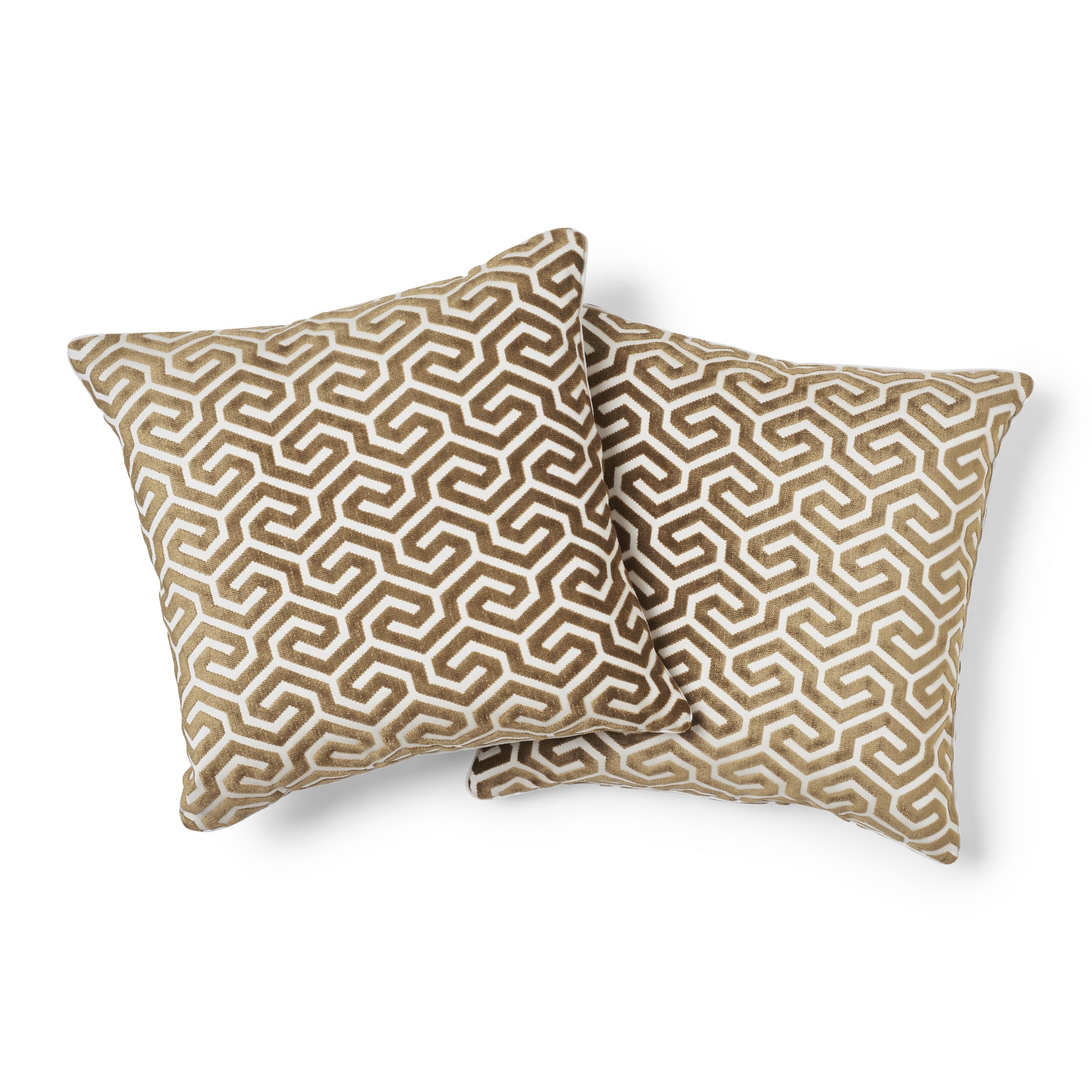 Ming Fret Velvet Pillow | Bronze