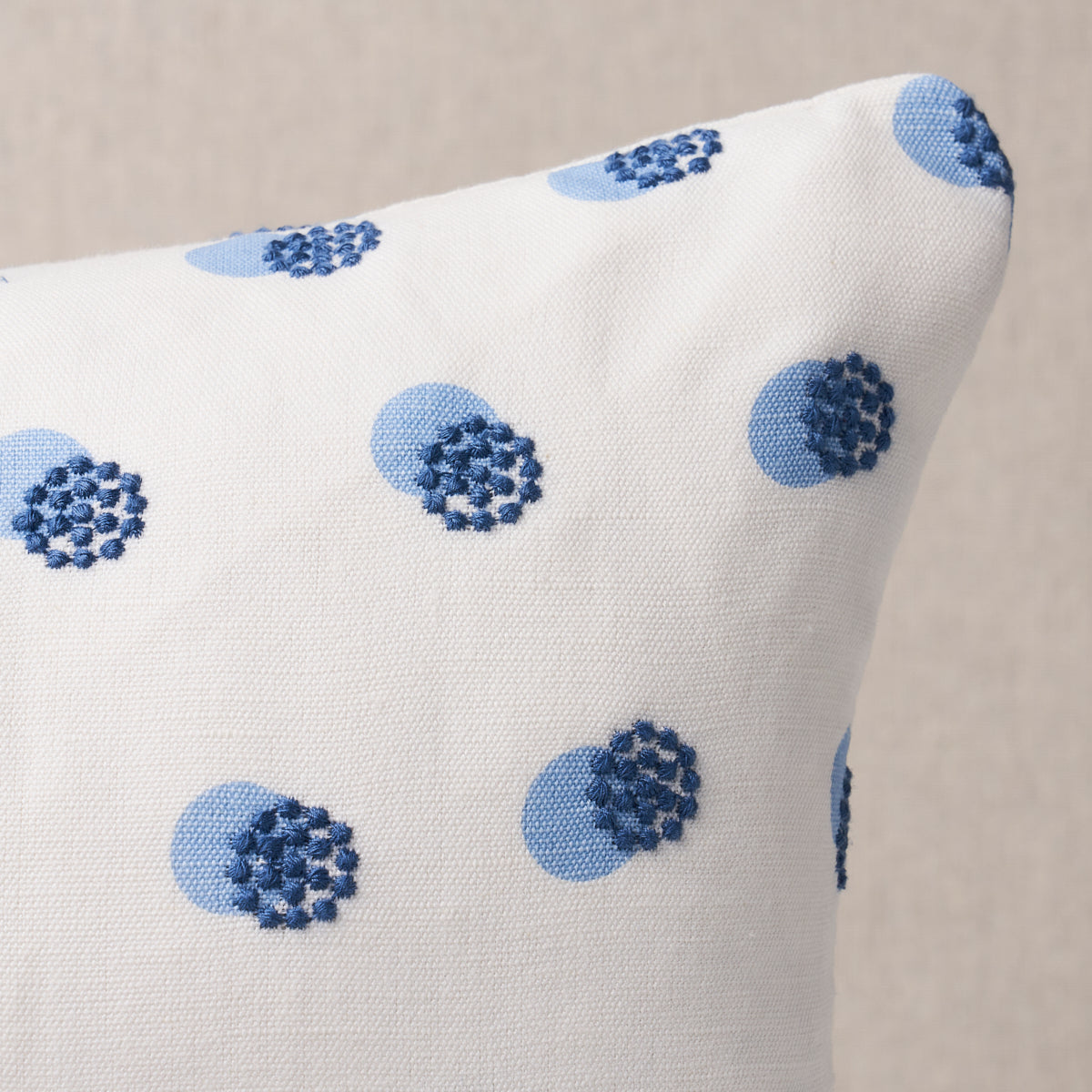 Taylor Embroidery Pillow | Blue on Ivory