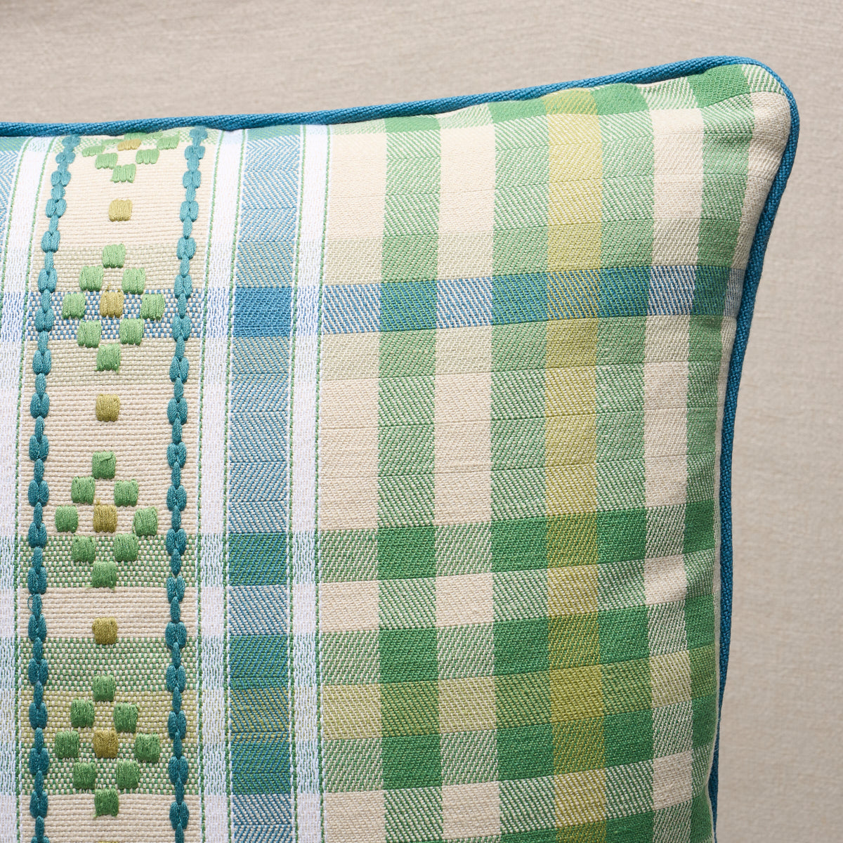 Hutton Check Pillow | Leaf