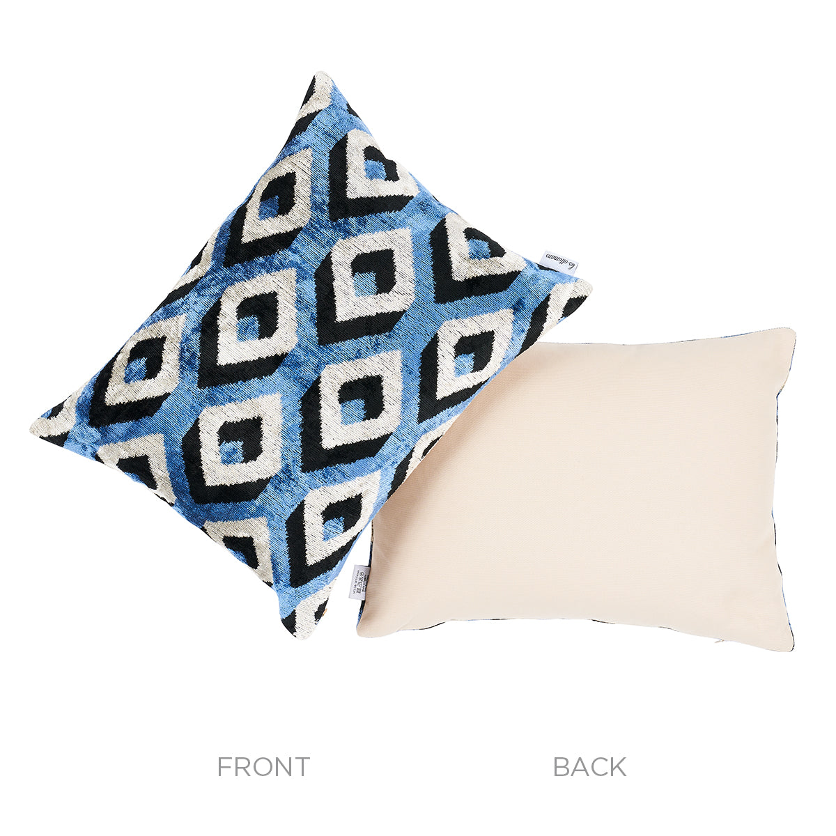 Mersin Silk Velvet Pillow | Blue & Black