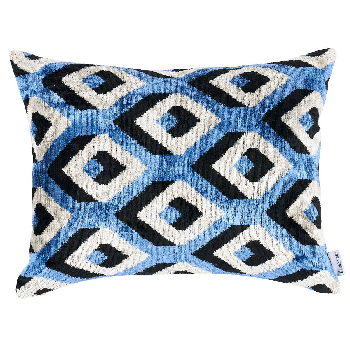 Mersin Silk Velvet Pillow | Blue & Black