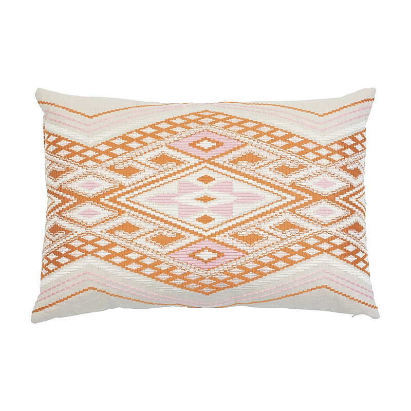 Bayeta Embroidery Pillow | Pink & Orange
